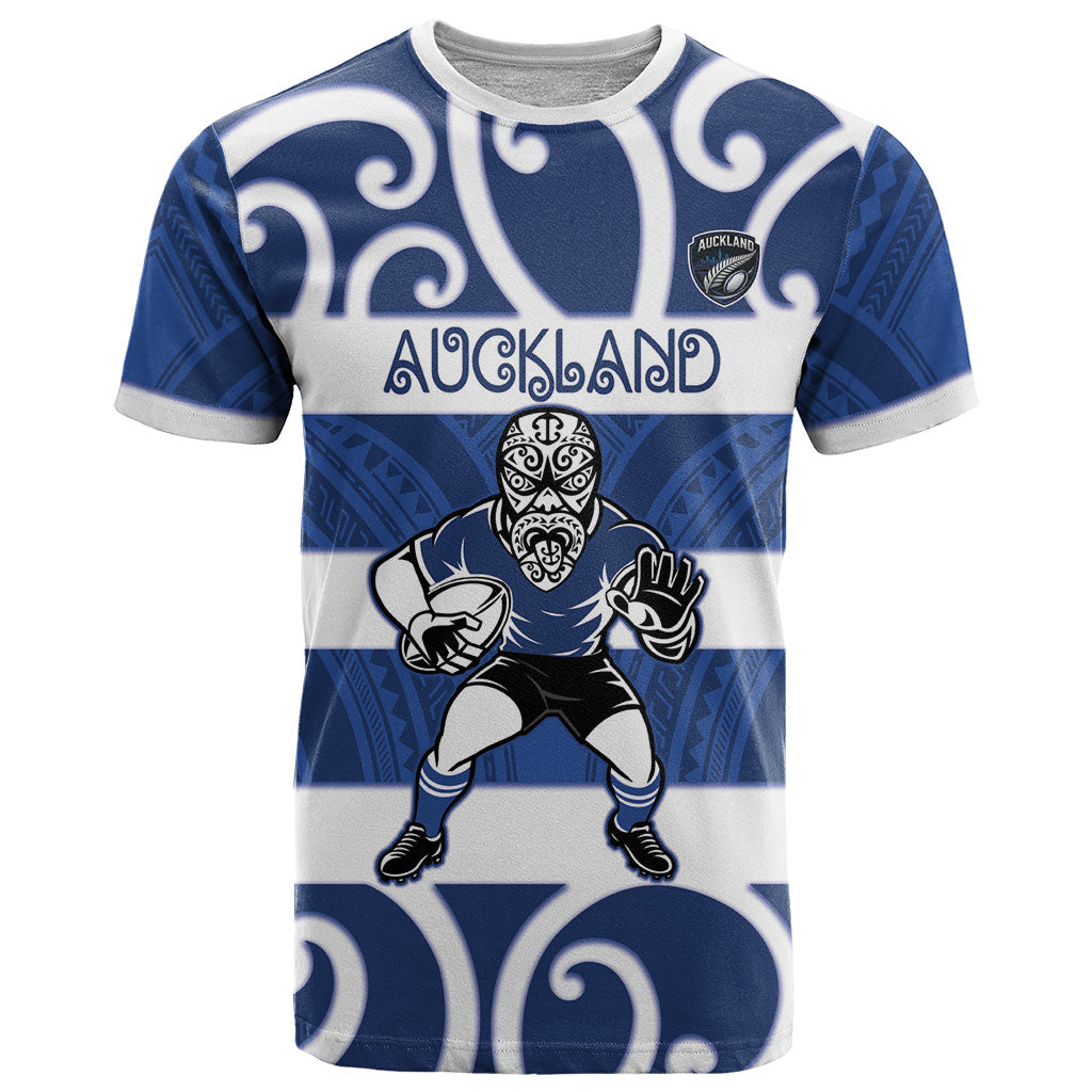 Auckland Custom Rugby New Zealand T Shirt Aotearoa Maori Pukana Tiki Mascot
