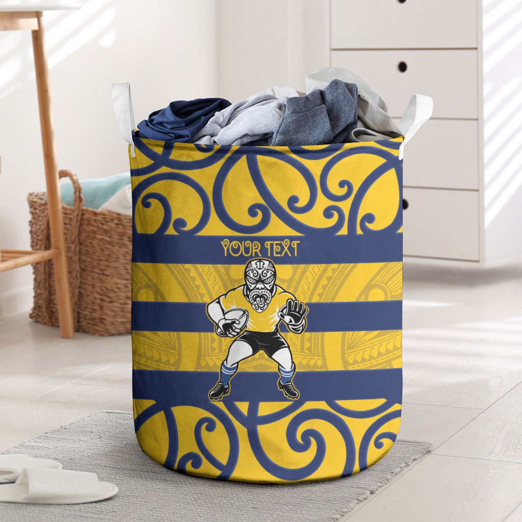Bay of Plenty Custom Rugby New Zealand Laundry Basket Aotearoa Maori Pukana Tiki Mascot