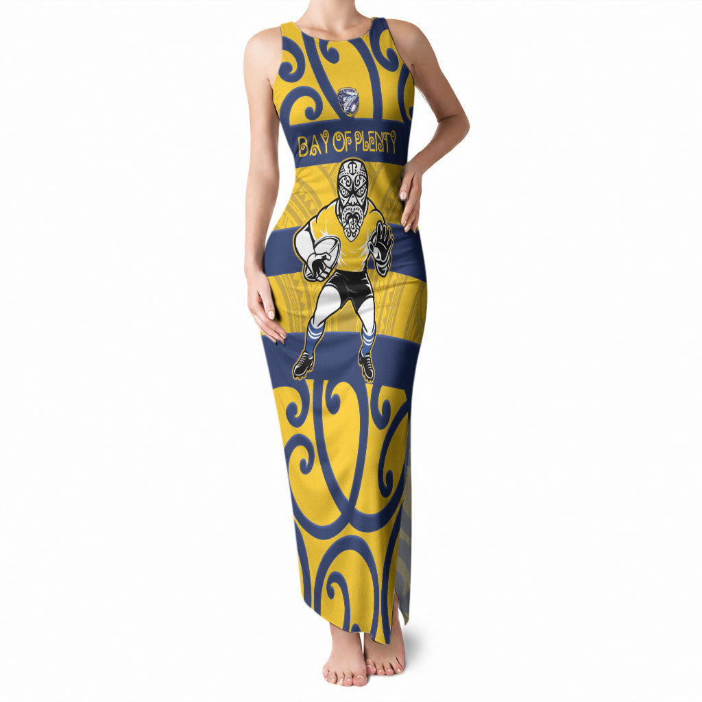 Bay of Plenty Custom Rugby New Zealand Tank Maxi Dress Aotearoa Maori Pukana Tiki Mascot