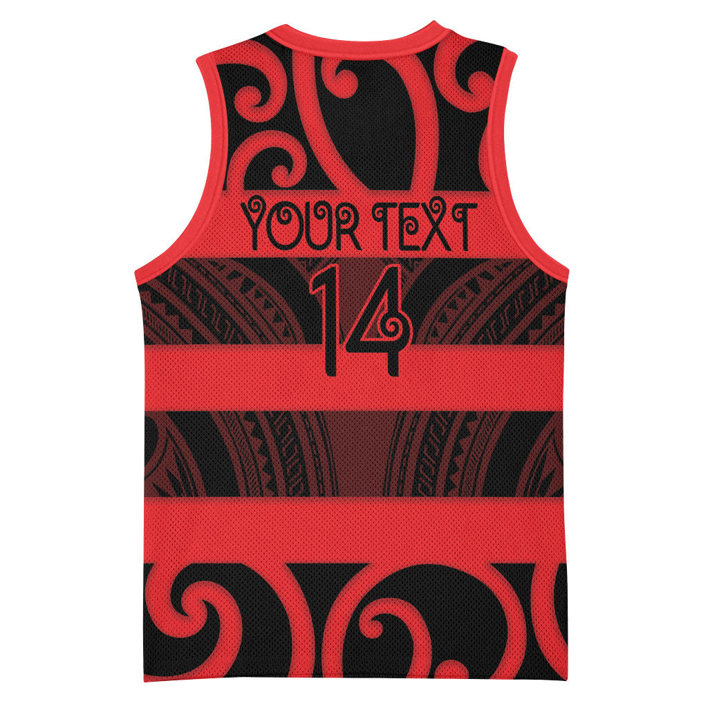 Canterbury Custom Rugby New Zealand Basketball Jersey Aotearoa Maori Pukana Tiki Mascot