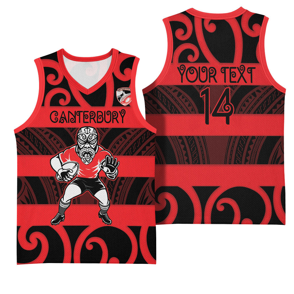 Canterbury Custom Rugby New Zealand Basketball Jersey Aotearoa Maori Pukana Tiki Mascot