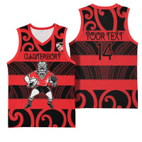 Canterbury Custom Rugby New Zealand Basketball Jersey Aotearoa Maori Pukana Tiki Mascot
