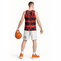 Canterbury Custom Rugby New Zealand Basketball Jersey Aotearoa Maori Pukana Tiki Mascot