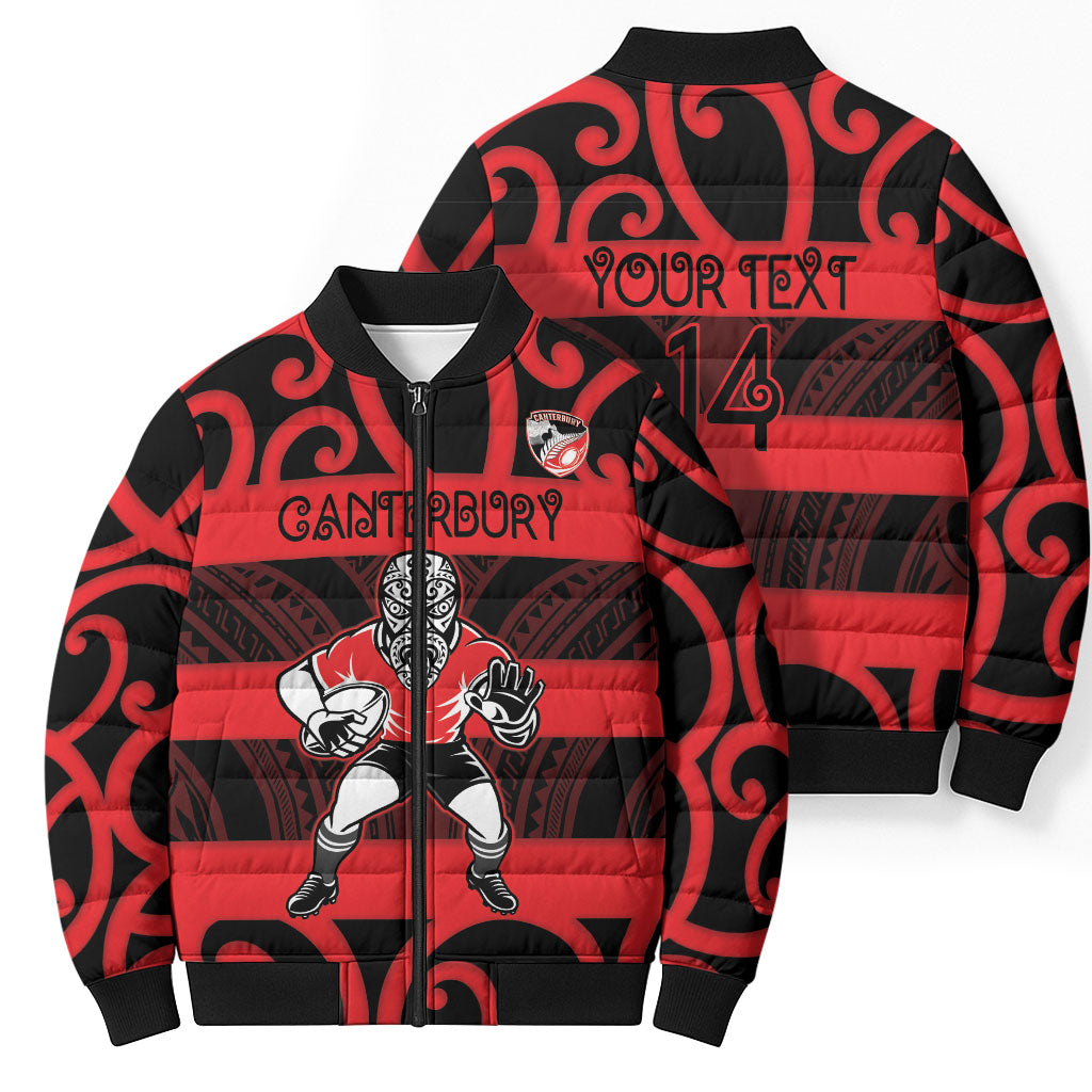 Canterbury Custom Rugby New Zealand Bomber Puffer Jacket Aotearoa Maori Pukana Tiki Mascot