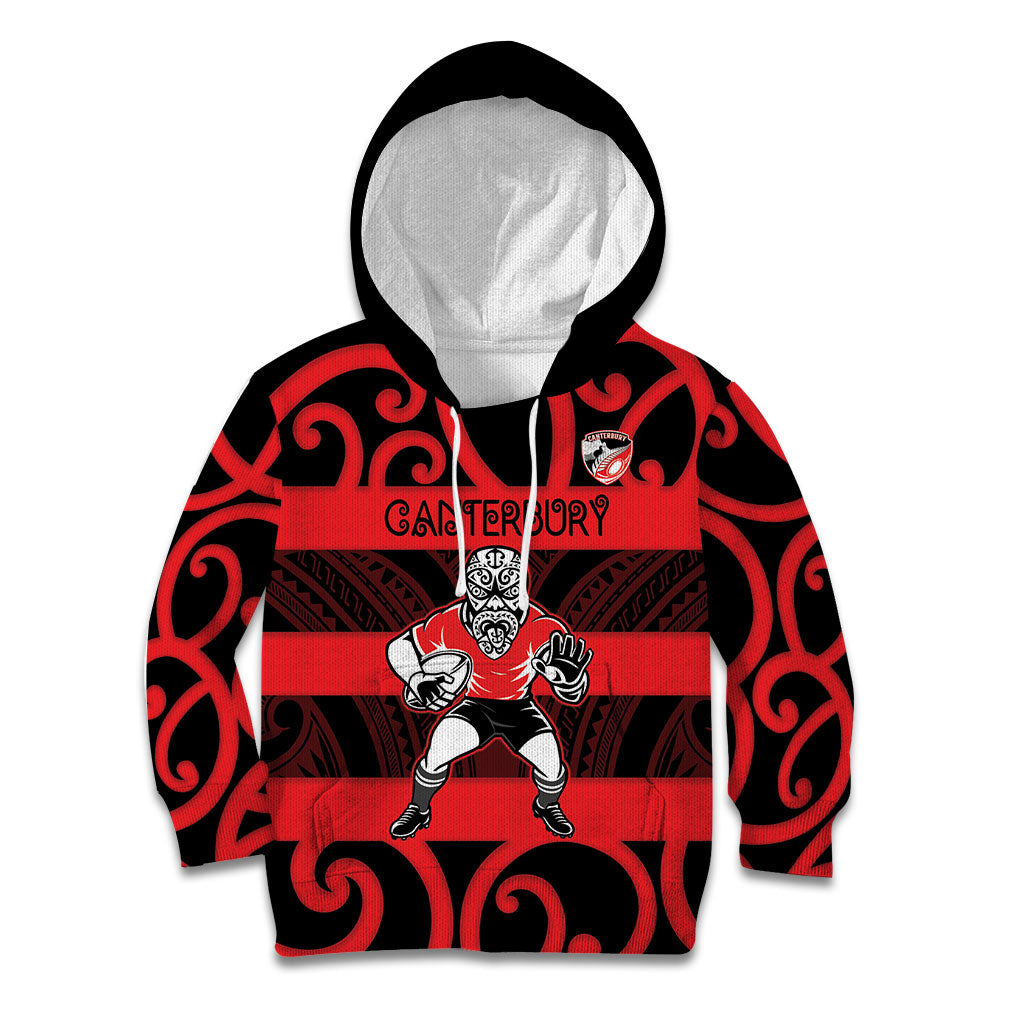 Canterbury Custom Rugby New Zealand Kid Hoodie Aotearoa Maori Pukana Tiki Mascot