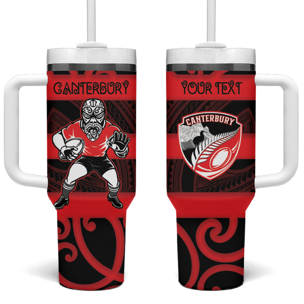 Canterbury Custom Rugby New Zealand Tumbler With Handle Aotearoa Maori Pukana Tiki Mascot