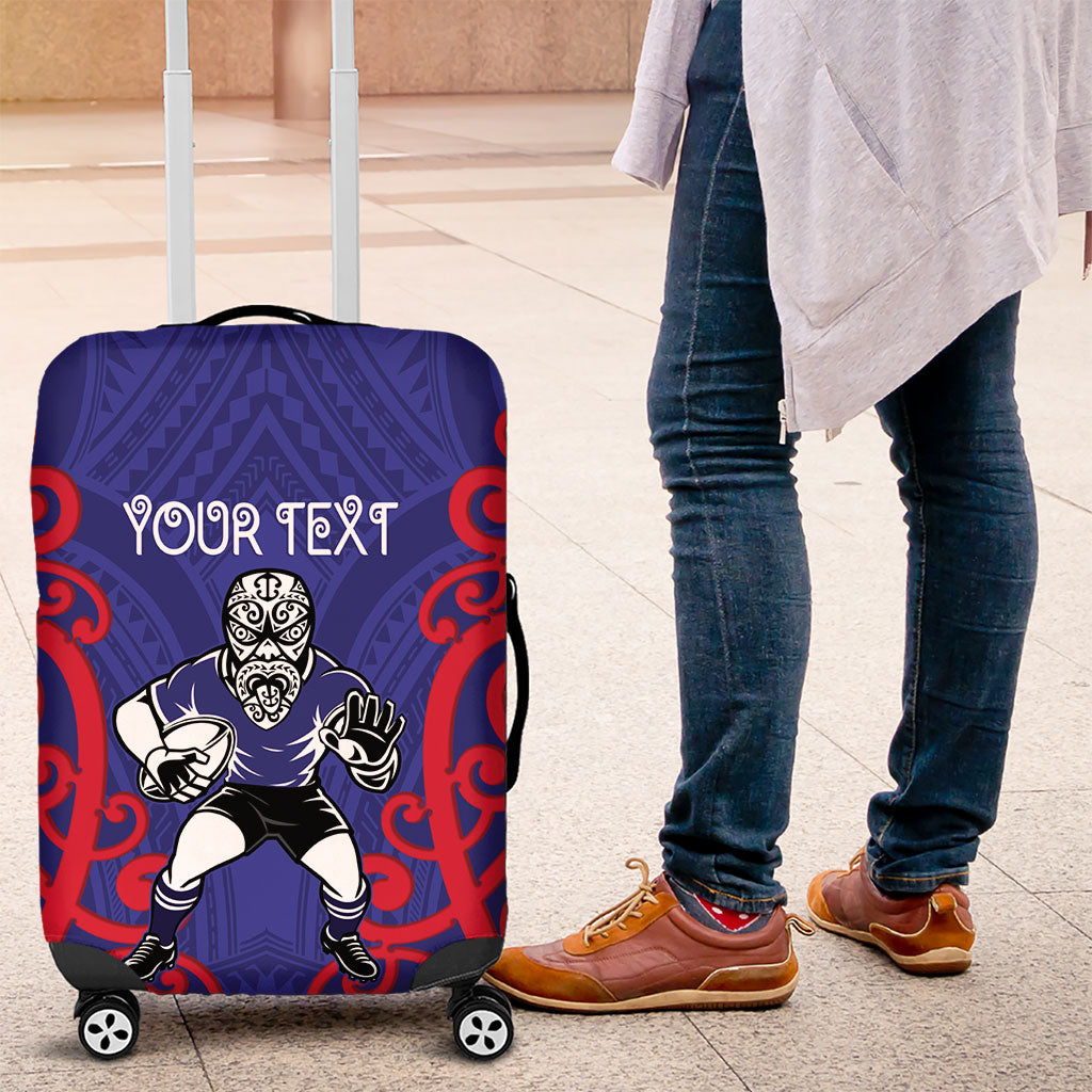 Tasman Custom Rugby New Zealand Luggage Cover Aotearoa Maori Pukana Tiki Mascot