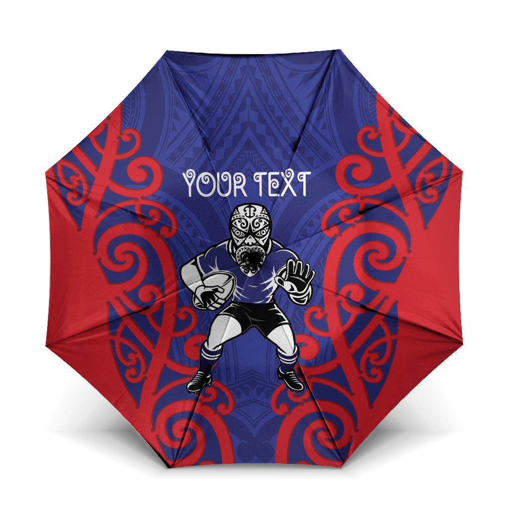 Tasman Custom Rugby New Zealand Umbrella Aotearoa Maori Pukana Tiki Mascot