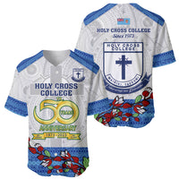 Fiji Holy Cross College Baseball Jersey Happy 50th Anniversary Fijian Tagimoucia Tapa Pattern LT14 - Polynesian Pride