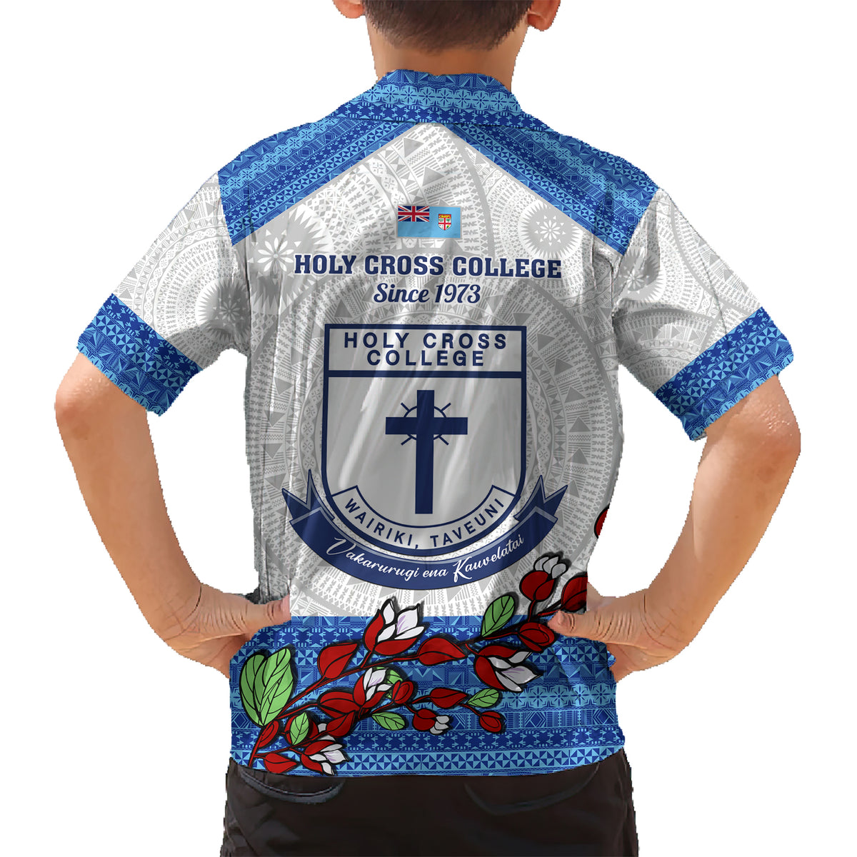 Fiji Holy Cross College Kid Hawaiian Shirt Happy 50th Anniversary Fijian Tagimoucia Tapa Pattern LT14 - Polynesian Pride