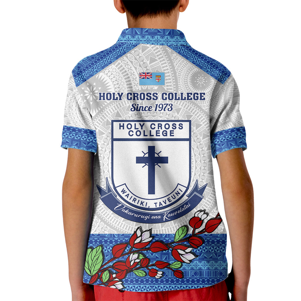 Fiji Holy Cross College Kid Polo Shirt Happy 50th Anniversary Fijian Tagimoucia Tapa Pattern LT14 - Polynesian Pride