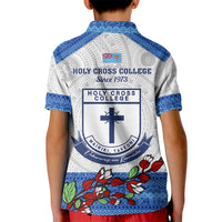 Fiji Holy Cross College Kid Polo Shirt Happy 50th Anniversary Fijian Tagimoucia Tapa Pattern LT14 - Polynesian Pride