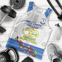 Fiji Holy Cross College Men Tank Top Happy 50th Anniversary Fijian Tagimoucia Tapa Pattern LT14 White - Polynesian Pride