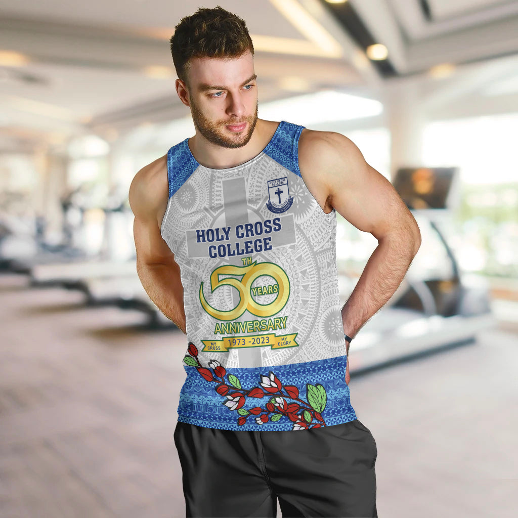 Fiji Holy Cross College Men Tank Top Happy 50th Anniversary Fijian Tagimoucia Tapa Pattern LT14 - Polynesian Pride