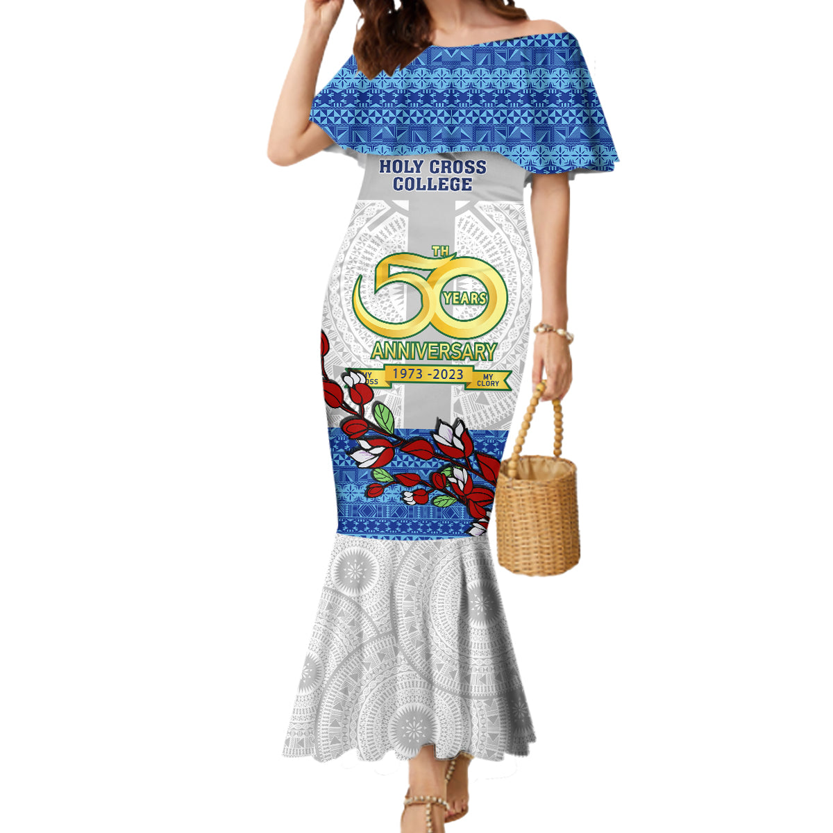 fiji-holy-cross-college-mermaid-dress-happy-50th-anniversary-fijian-tagimoucia-tapa-pattern