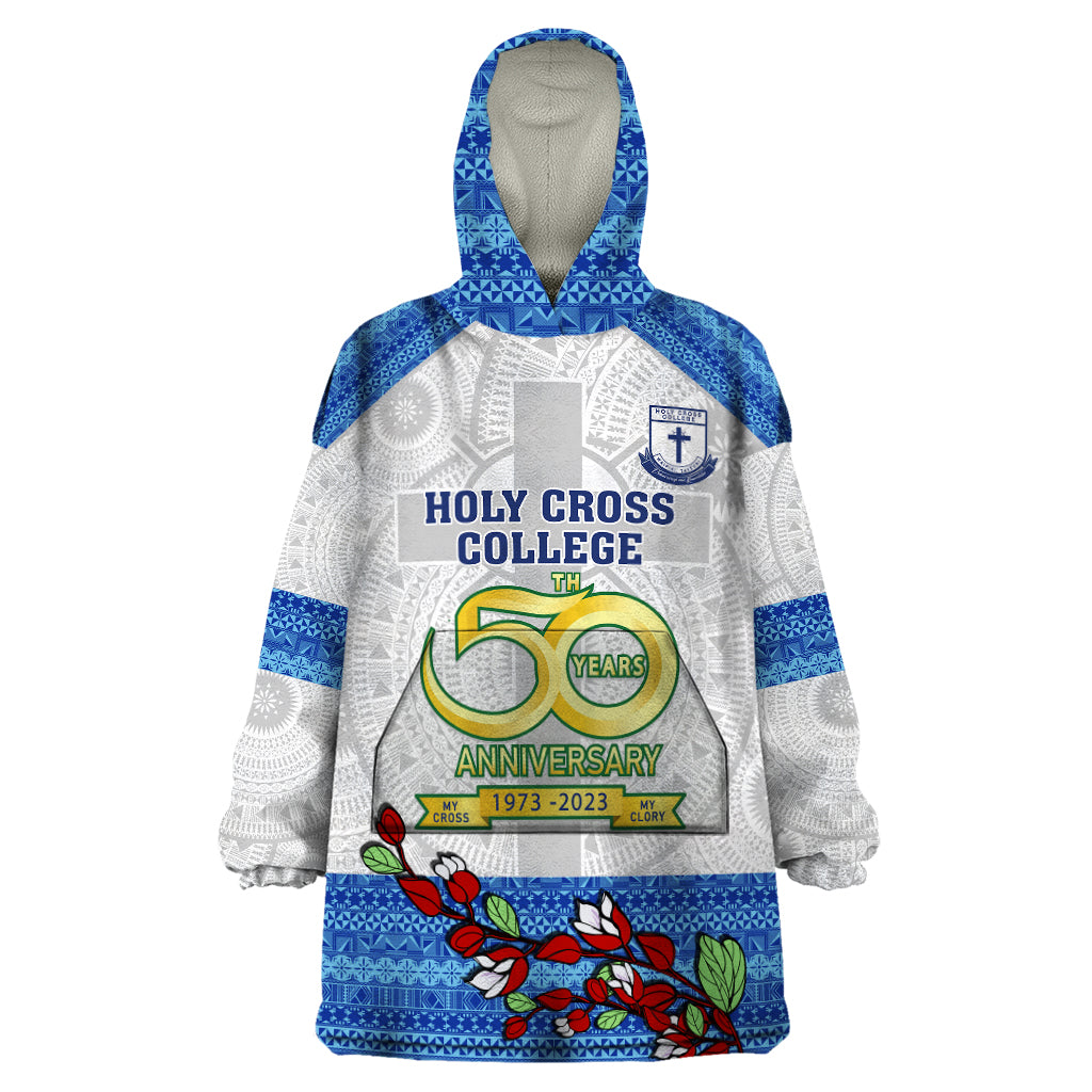 personalised-fiji-holy-cross-college-wearable-blanket-hoodie-happy-50th-anniversary-fijian-tagimoucia-tapa-pattern