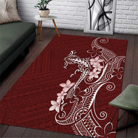 Oxblood Hawaii Area Rug Hammerhead Shark Tattoo Curve Polynesian - Polynesian Pride
