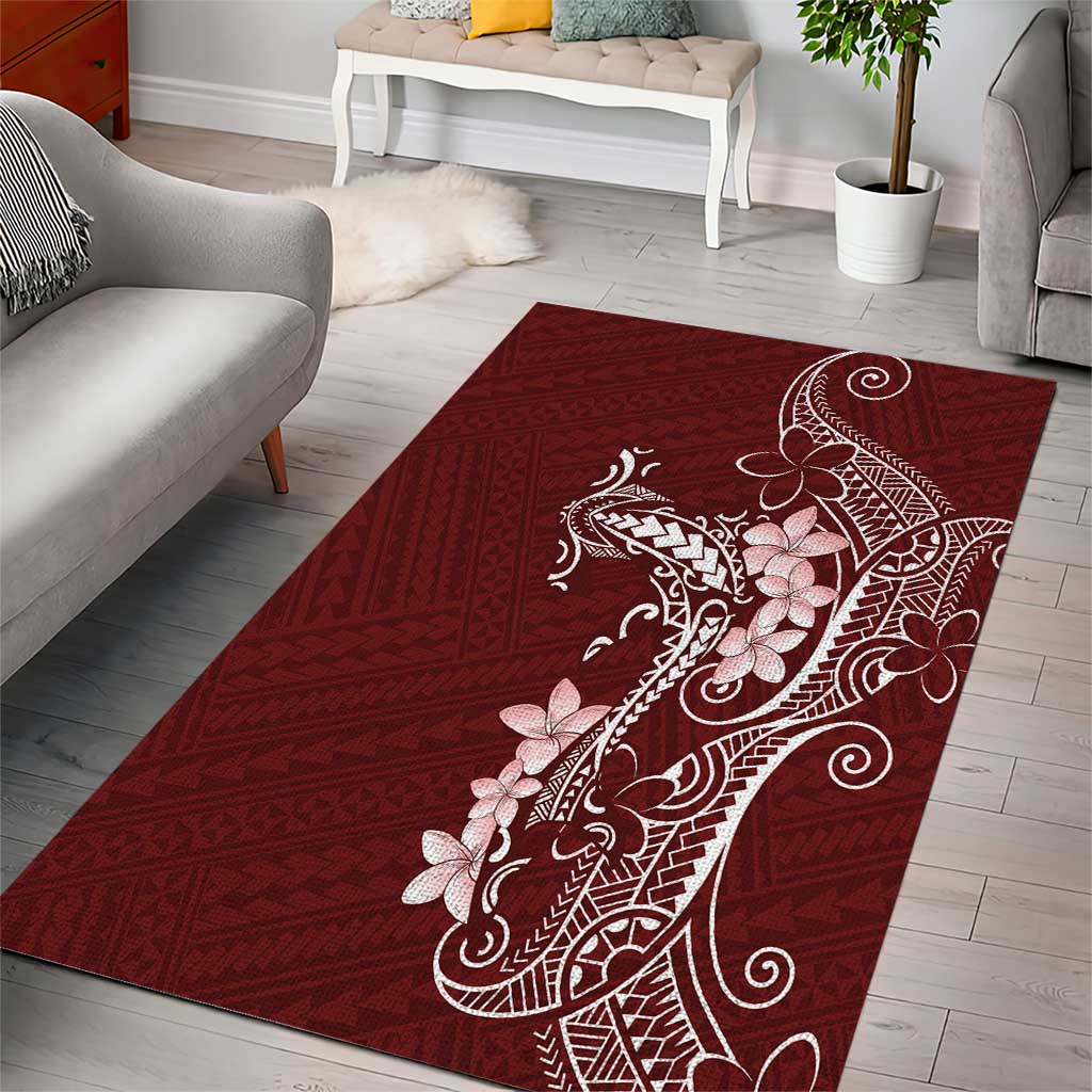 Oxblood Hawaii Area Rug Hammerhead Shark Tattoo Curve Polynesian - Polynesian Pride