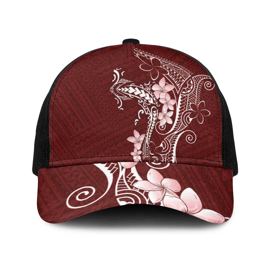 Oxblood Hawaii Baseball Net Cap Hammerhead Shark Tattoo Curve Polynesian - Polynesian Pride