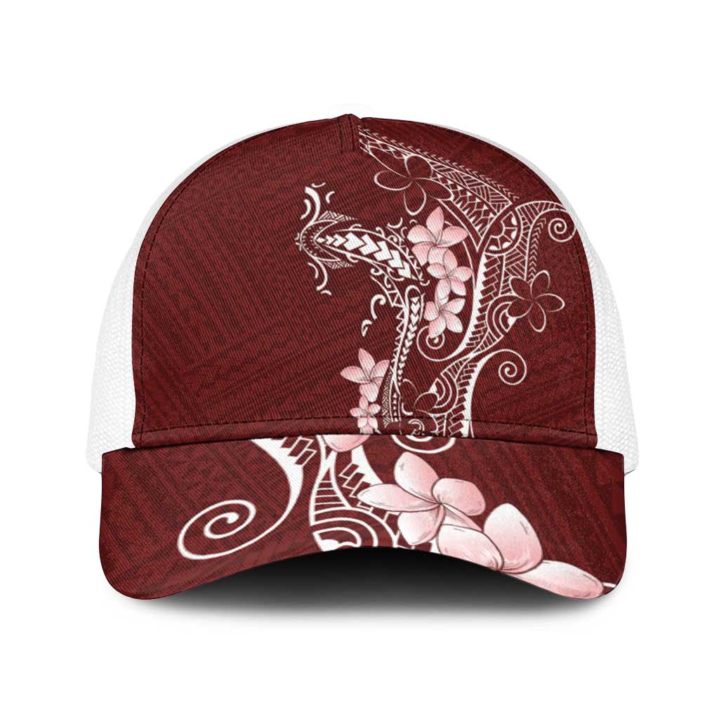 Oxblood Hawaii Baseball Net Cap Hammerhead Shark Tattoo Curve Polynesian - Polynesian Pride