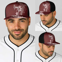 Oxblood Hawaii Baseball Net Cap Hammerhead Shark Tattoo Curve Polynesian - Polynesian Pride