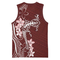 Oxblood Hawaii Basketball Jersey Hammerhead Shark Tattoo Curve Polynesian - Polynesian Pride