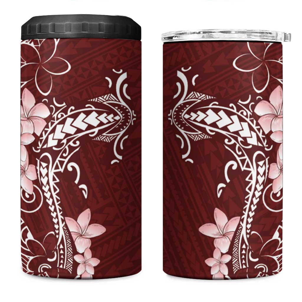 Oxblood Hawaii 4 in 1 Can Cooler Tumbler Hammerhead Shark Tattoo Curve Polynesian - Polynesian Pride
