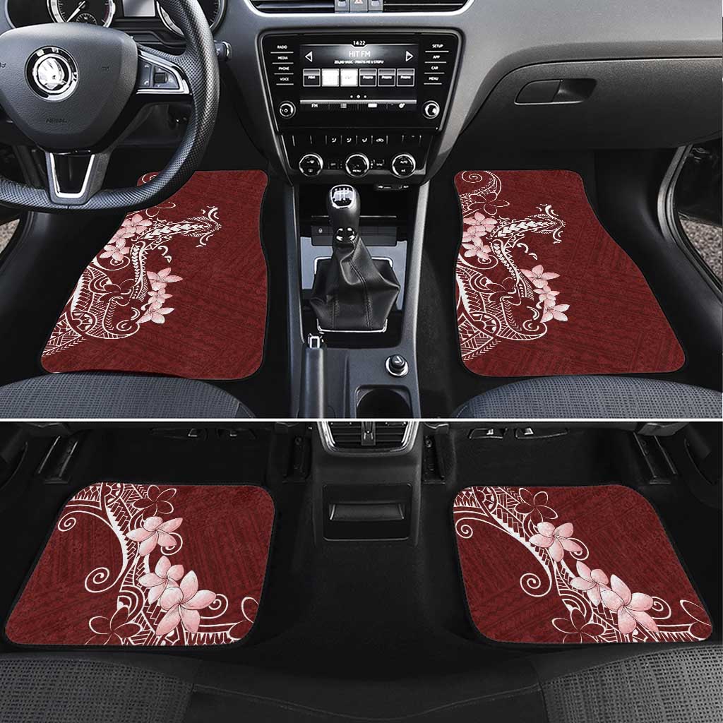 Oxblood Hawaii Car Mats Hammerhead Shark Tattoo Curve Polynesian - Polynesian Pride