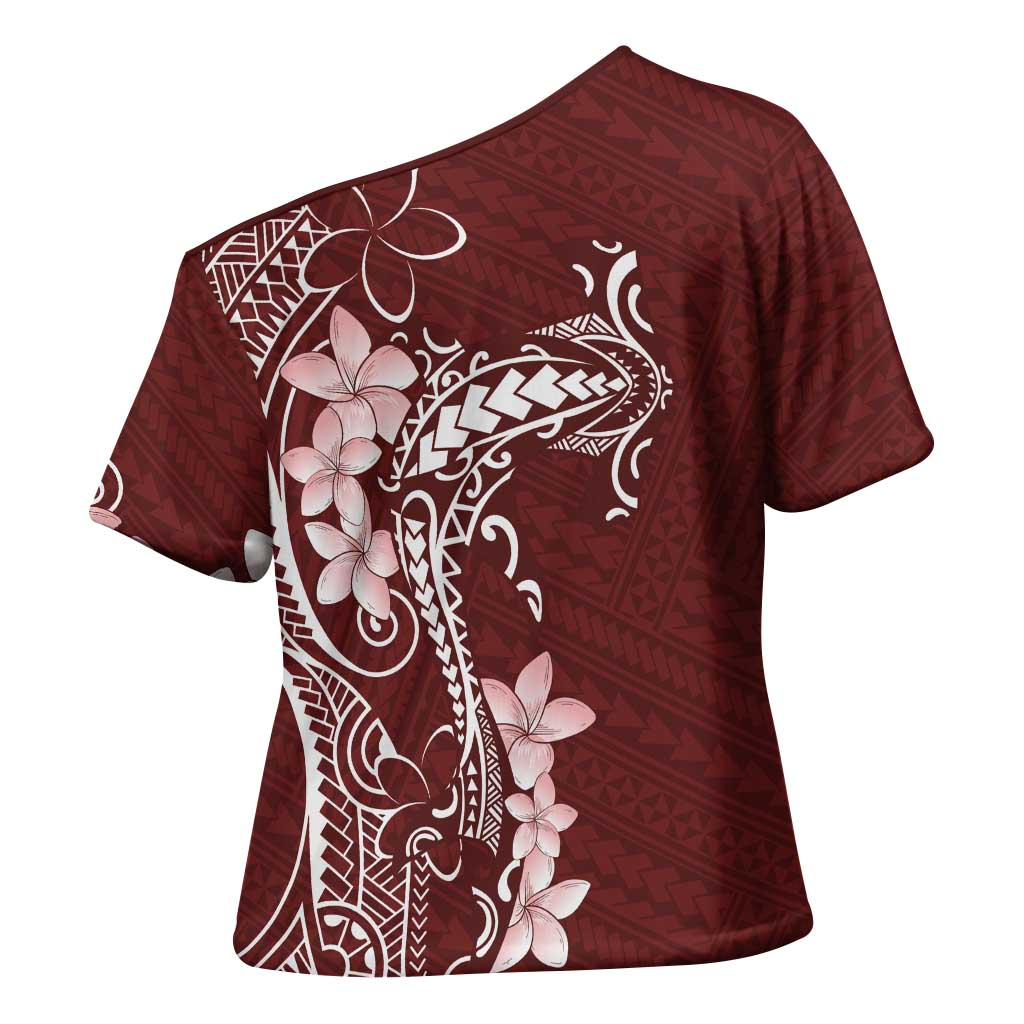 Oxblood Hawaii Cross Shoulder Shirt Hammerhead Shark Tattoo Curve Polynesian - Polynesian Pride