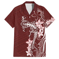 Oxblood Hawaii Family Matching Off The Shoulder Long Sleeve Dress and Hawaiian Shirt Hammerhead Shark Tattoo Curve Polynesian - Polynesian Pride
