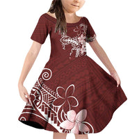 Oxblood Hawaii Family Matching Off Shoulder Short Dress and Hawaiian Shirt Hammerhead Shark Tattoo Curve Polynesian - Polynesian Pride
