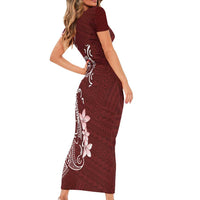Oxblood Hawaii Family Matching Short Sleeve Bodycon Dress and Hawaiian Shirt Hammerhead Shark Tattoo Curve Polynesian - Polynesian Pride