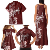 Oxblood Hawaii Family Matching Tank Maxi Dress and Hawaiian Shirt Hammerhead Shark Tattoo Curve Polynesian - Polynesian Pride