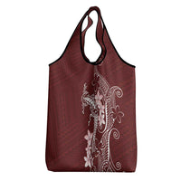 Oxblood Hawaii Grocery Bag Hammerhead Shark Tattoo Curve Polynesian - Polynesian Pride