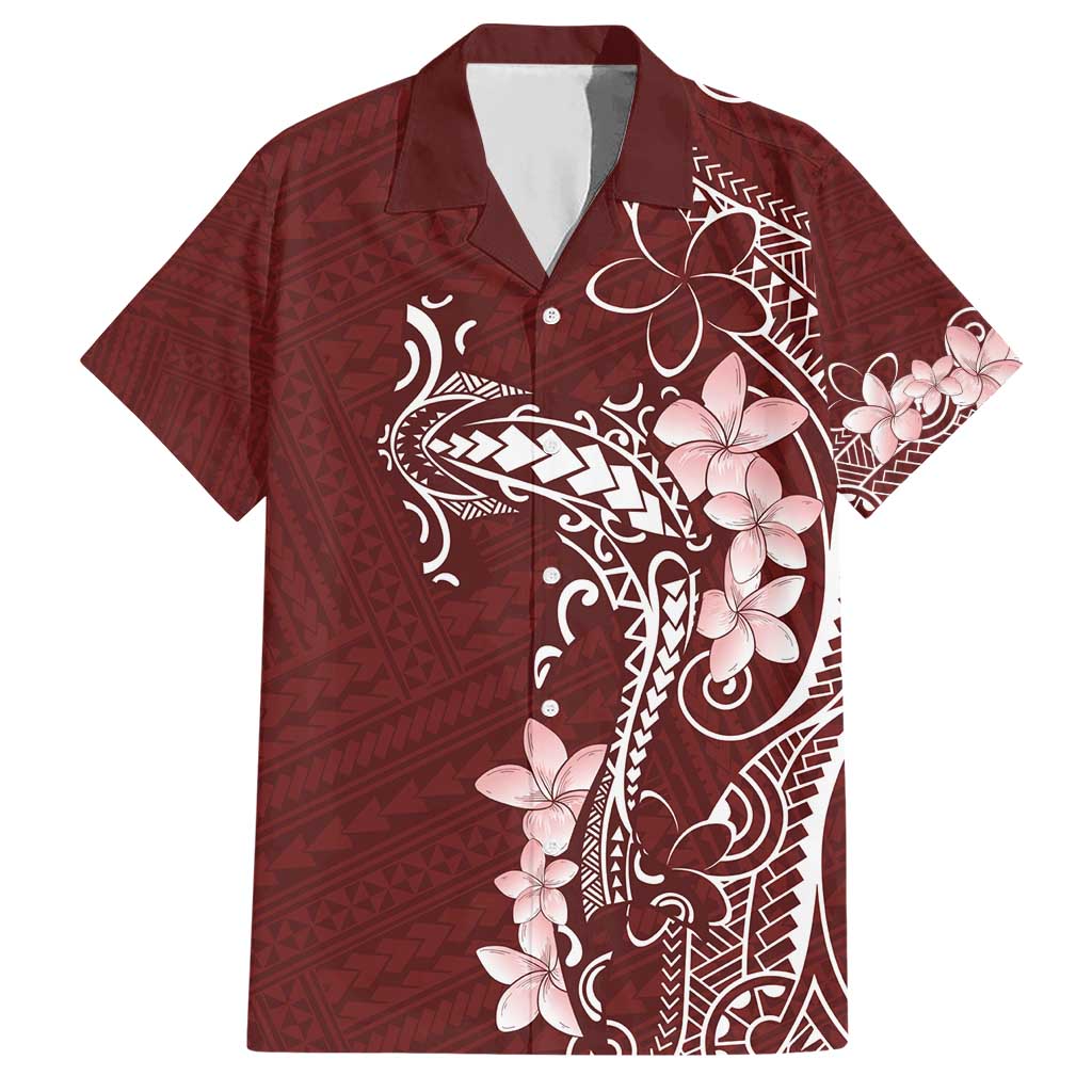 Oxblood Hawaii Hawaiian Shirt Hammerhead Shark Tattoo Curve Polynesian - Polynesian Pride