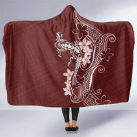Oxblood Hawaii Hooded Blanket Hammerhead Shark Tattoo Curve Polynesian - Polynesian Pride
