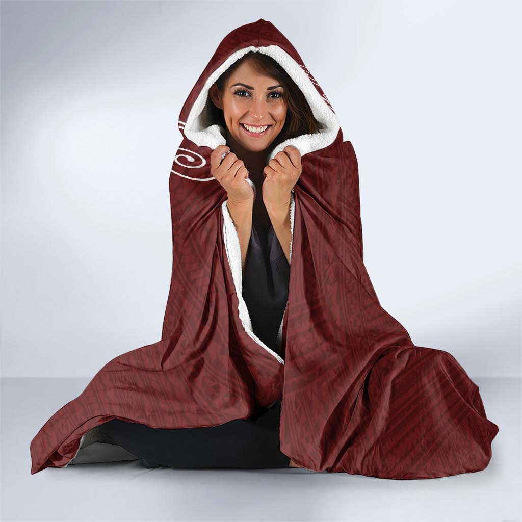Oxblood Hawaii Hooded Blanket Hammerhead Shark Tattoo Curve Polynesian - Polynesian Pride