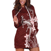 Oxblood Hawaii Hoodie Dress Hammerhead Shark Tattoo Curve Polynesian - Polynesian Pride