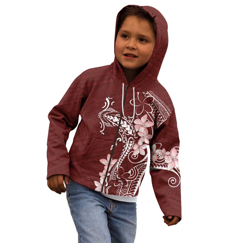 Oxblood Hawaii Kid Hoodie Hammerhead Shark Tattoo Curve Polynesian - Polynesian Pride