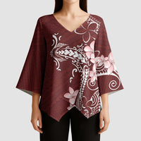 Oxblood Hawaii Kimono Sleeve Blouse Hammerhead Shark Tattoo Curve Polynesian - Polynesian Pride