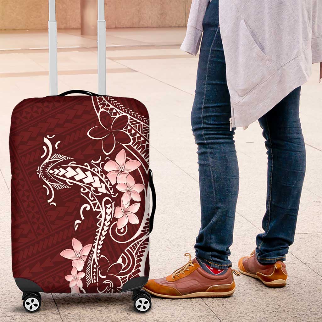Oxblood Hawaii Luggage Cover Hammerhead Shark Tattoo Curve Polynesian - Polynesian Pride