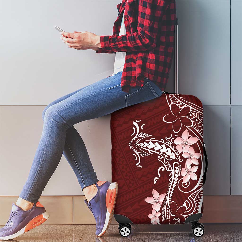 Oxblood Hawaii Luggage Cover Hammerhead Shark Tattoo Curve Polynesian - Polynesian Pride