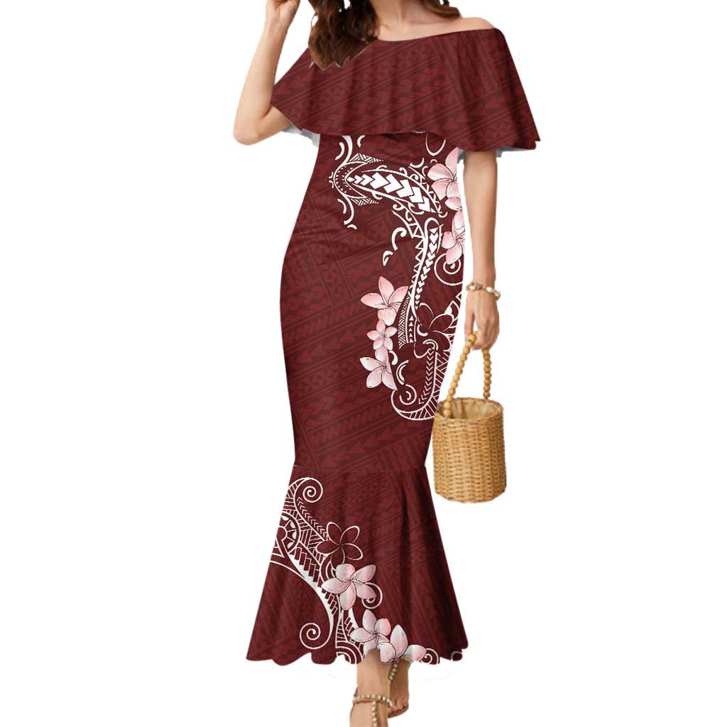 Oxblood Hawaii Mermaid Dress Hammerhead Shark Tattoo Curve Polynesian - Polynesian Pride