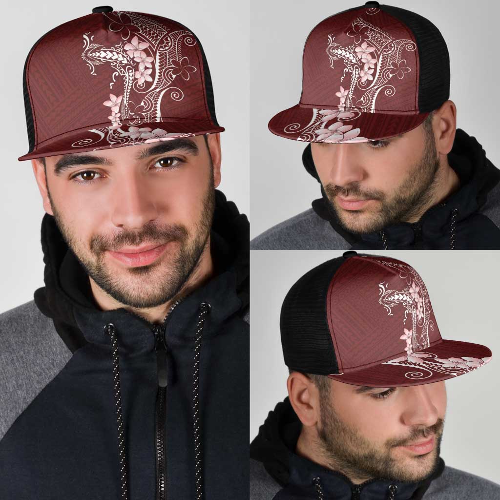 Oxblood Hawaii Mesh Trucker Cap Hammerhead Shark Tattoo Curve Polynesian - Polynesian Pride