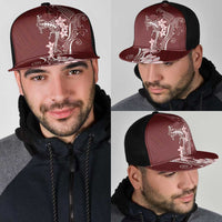 Oxblood Hawaii Mesh Trucker Cap Hammerhead Shark Tattoo Curve Polynesian - Polynesian Pride