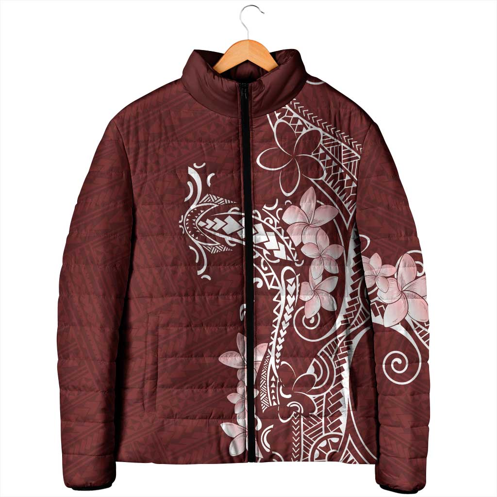 Oxblood Hawaii Padded Jacket Hammerhead Shark Tattoo Curve Polynesian - Polynesian Pride
