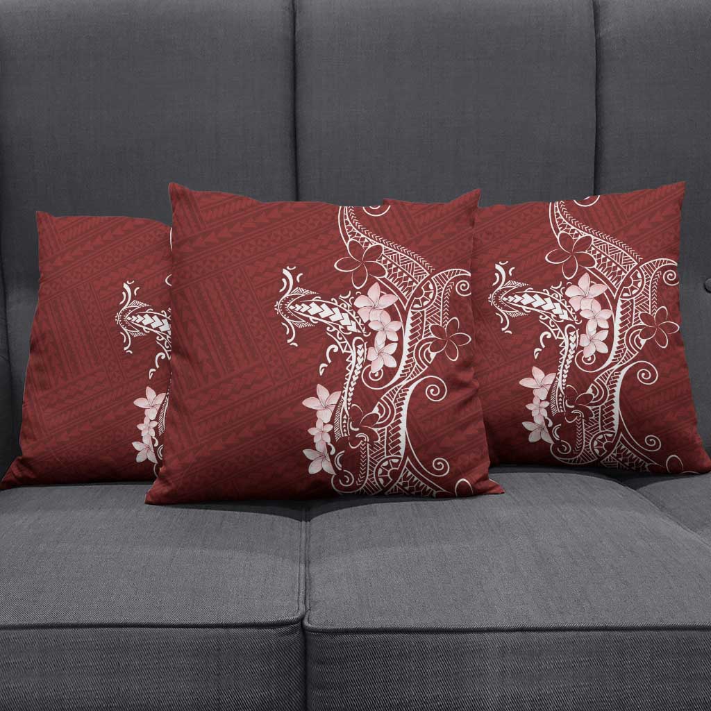 Oxblood Hawaii Pillow Cover Hammerhead Shark Tattoo Curve Polynesian - Polynesian Pride