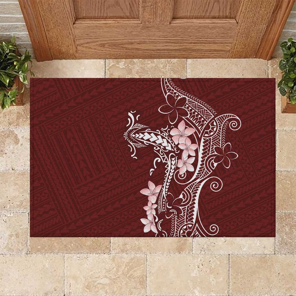 Oxblood Hawaii Rubber Doormat Hammerhead Shark Tattoo Curve Polynesian - Polynesian Pride