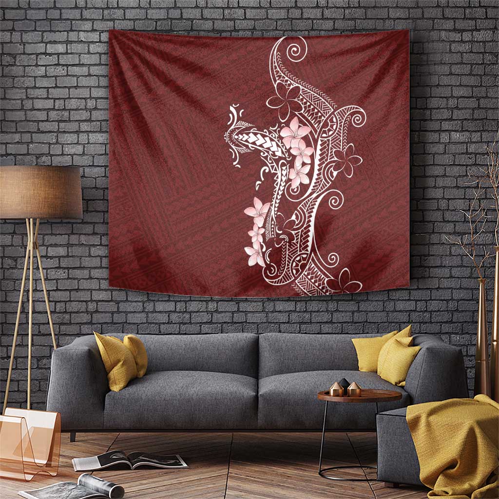 Oxblood Hawaii Tapestry Hammerhead Shark Tattoo Curve Polynesian - Polynesian Pride