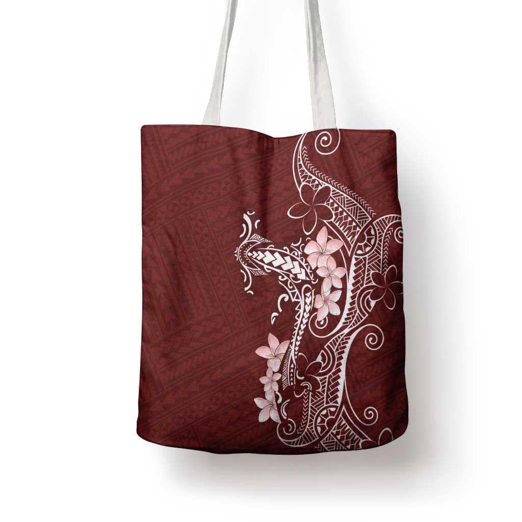 Oxblood Hawaii Tote Bag Hammerhead Shark Tattoo Curve Polynesian - Polynesian Pride